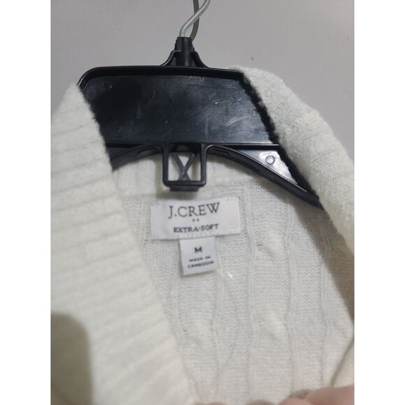 J.Crew Cable-Knit Mockneck Sweater Medium Ivory EUC Acrylic/Nylon/Alpaca - Picture 4 of 5